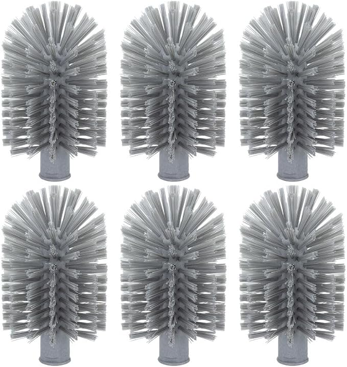 SPARTA Industrial Tank Brush Head Pipe Brush Head, Drain Brush with 3/4" Thread Hole (Handle Not Included) for Commercial Use, Plastic, 3 x 5.9 Inches, Gray (Pack of 6)