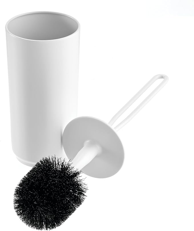 iDesign Stainless Steel Toilet Brush and Holder for Bathroom - Matte White