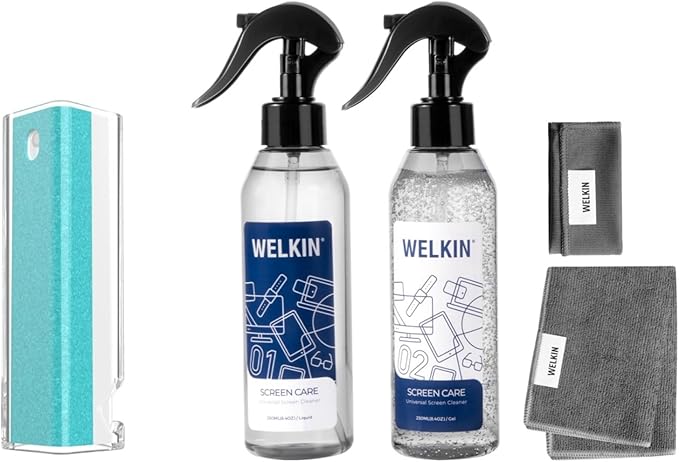 CLICK CLEAN Screen Cleaner Kit - 1 X Screen Cleaner for All Phones, Laptop and Tablet Screens, 1 X Cleaning Mist, 1 X Cleaning Gel, 1 Microfiber Cloth and 1 Glass Wipe Included