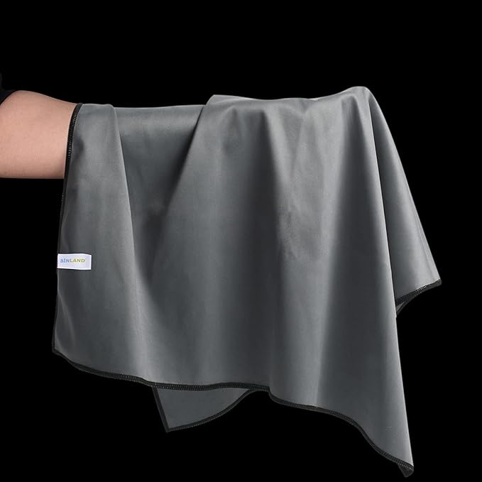 SINLAND Microfiber Glass Polishing Cloths Large Size Thick Lintless Drying Towels for Wine Glasses Stemware Dishes Stainless Appliances 19.5 Inch X 23.5 Inch Pack of 4 Dark Grey