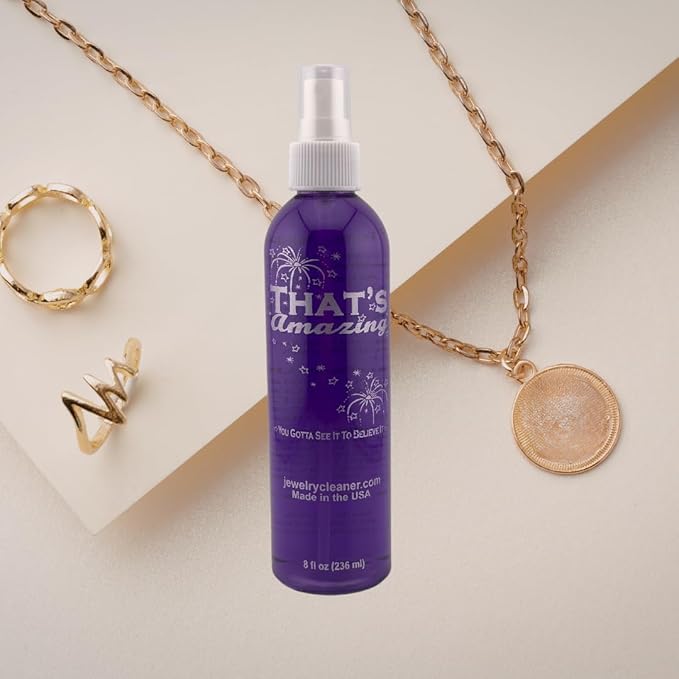 That's Amazing Jewelry & More Cleaner - Sparkling Gold, Silver, Platinum, Antique, Costume, Diamonds, Opals, Pearls, You Gotta See It to Believe It 8 Ounce (Spray Top) by JewelryCleaner.com