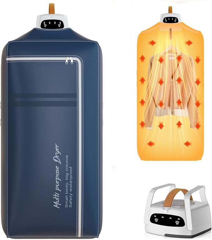 Portable Clothes Dryer, Mini Compact Dryer, Upgraded Fast-Drying Machine with Adjustable Timer & Wrinkle-Reducing Heat, for Travel, Apartment, Families, RV