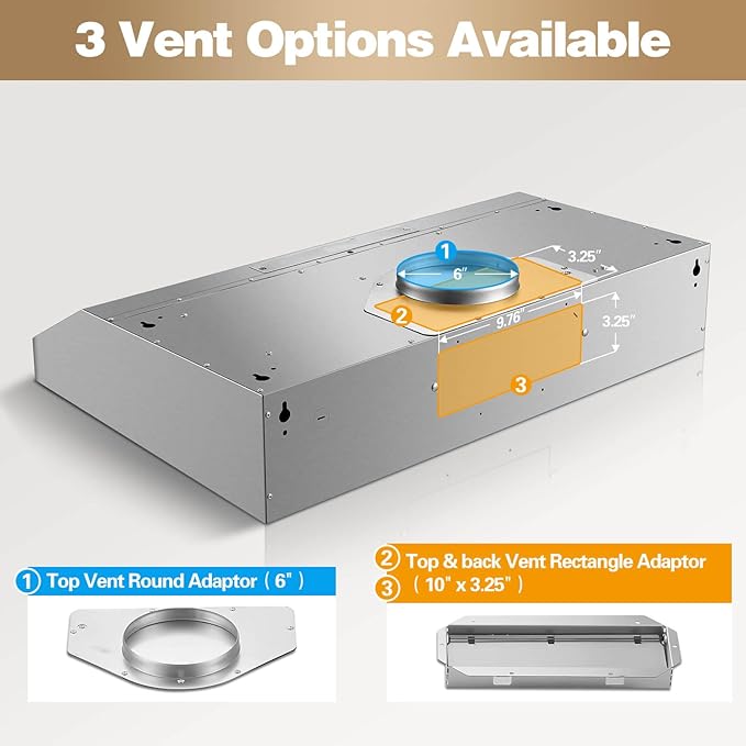 SNDOAS Under Cabinet Range Hood 30 inch,Stainless Steel Ducted/Ductless Range Hood with Touch/Gesture/Remote Control,700CFM & 3-Speed Kitchen Stove Vent Hood,Baffle Filters,3 Air Vents