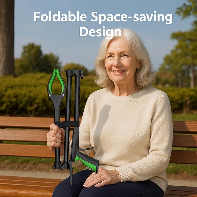 60Inch Extra Long Grabber Reacher Tool, LEGENDONE Easy Foldable Reacher Grabber, Dual Magnetic Tip Pickup Tool Trash Picker, Strong Grip Aid for Upper Shelves, Elderly, Surgery Recovery Must Have