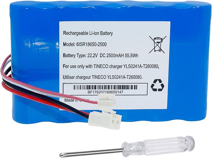 Battery Replacment for Tineco FW020100US, FW15M-01, HF10E-01, iFLOOR IPX4, iFloor Wet Dry Vacuum,PN:Tineco 61SR18650-2200, 6ICNMR19-66, 6IRS18650, 6ISR18650-2500