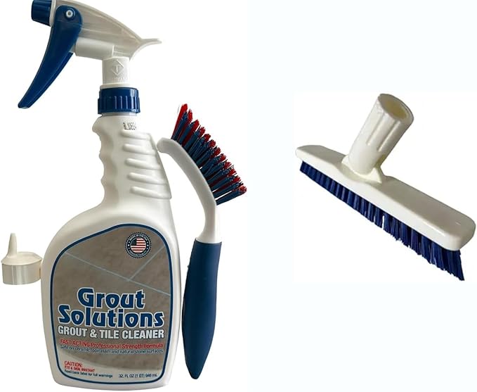 Professional-Grade Grout Cleaner for Tile0, With Large and Small Brush – Acid-Free Formula for Safe, Deep Cleaning and Stain Removal
