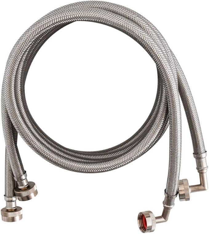 EASTMAN 8' Aluminum Dryer Vent with Clamps Bundle with 2-Pack 6' Stainless Steel Washing Machine Connectors