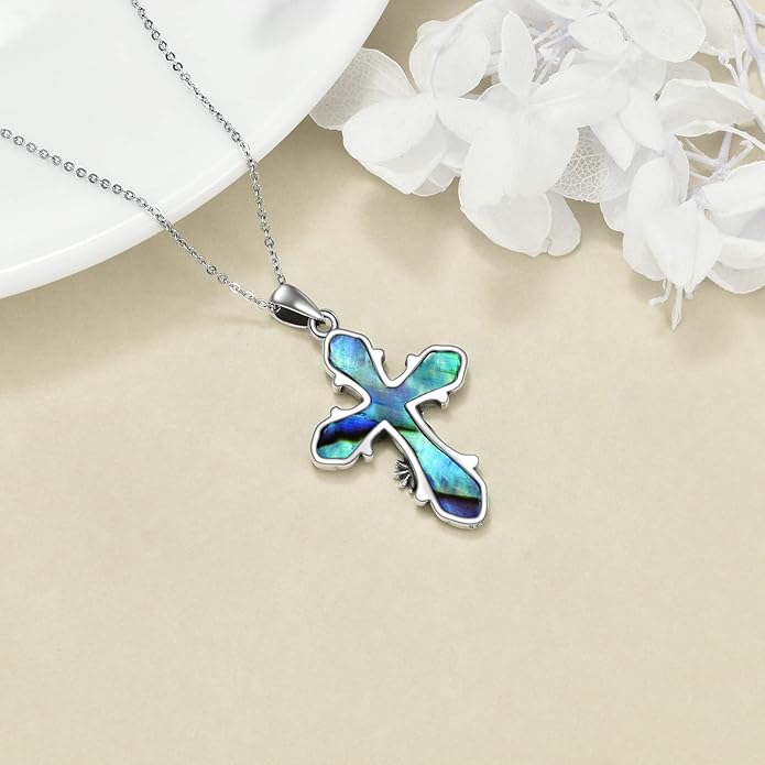 ONEFINITY Religious Cross Pendant Necklace Sterling Silver Origami Cross Pendant Gifts for Women Men Jewelry