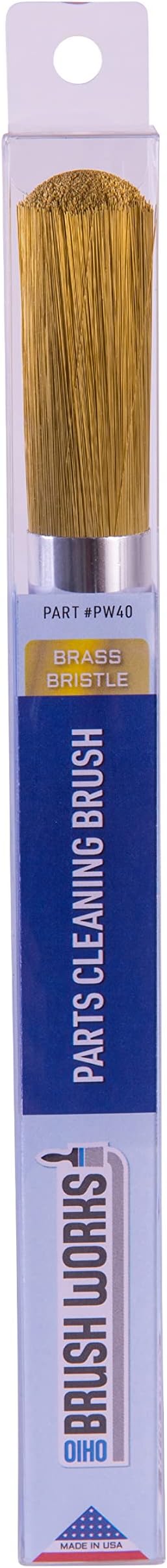 Ohio Brush Works, Parts Cleaning Brush, Handmade in The USA, Home and Auto Use, Solid Ergonomic Wood Handle (Brass Bristle)