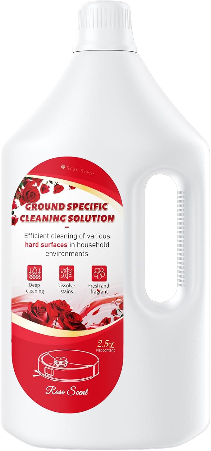 2.5 L Floor Cleaning Solution Rose Scent, Compatible with Roborock/Shark/Bissell/Swiffer/IRobot/Eufy Quick Drying Without Residue Suitable for All Robot Vacuums and Wet Dry Dual-Use Vacuum Cleaners