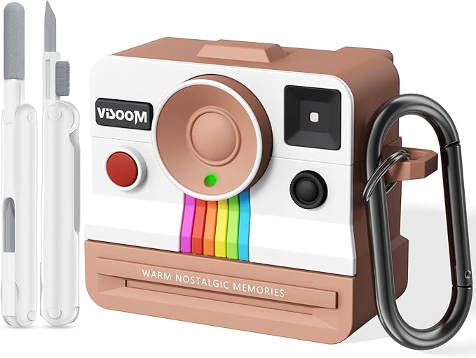 Retro Cases for AirPods 4 Case 2024 with Cleaner Kit - VISOOM Cute Fancy Protective AirPods 4th Gen Cases Cover Men Women Unique Polaroid Soft Cover for Apple AirPod iPods 4 Wireless Charging Case
