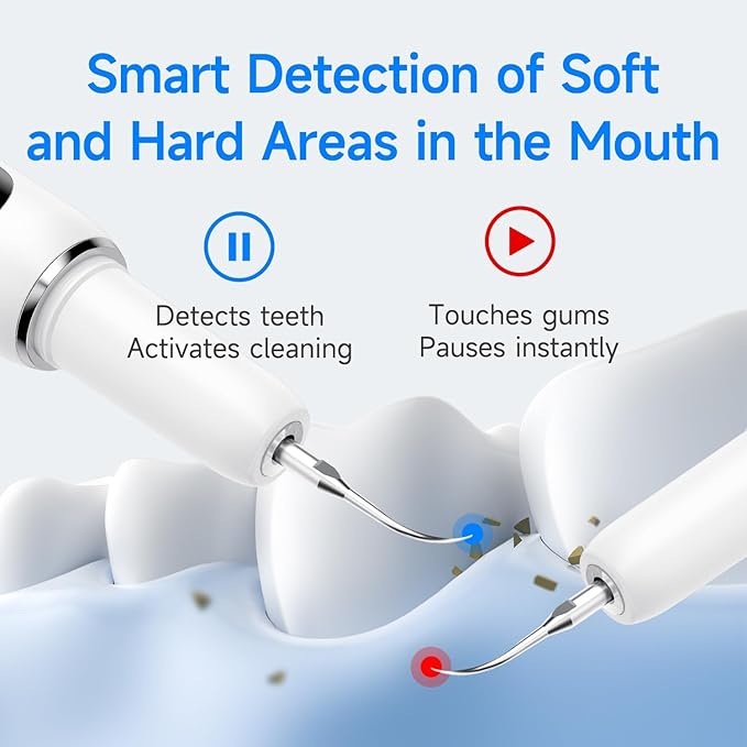 Ultimate Electric Teeth Cleaner - Ultrasonic Tooth Cleaning, Violet Light Protection, 316F Stainless Steel Heads, 5-Speed Modes, IPX6 Waterproof, Oral Care Kit with 11 Accessories‌ (White)