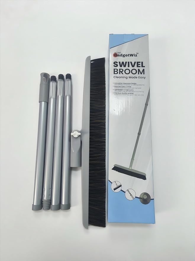 Broom for Hardwood Floors, 18" Swivel Head, 54" Handle Sweeper Lightweight Broom Easy Sweep Like Horsehair Broom