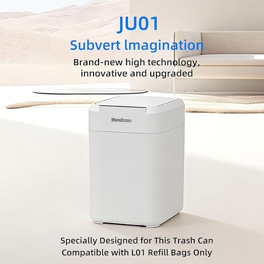 4.5 Gallon Smart Self-Sealing & Self-Changing Trash Can, 17L Automatic Motion Sensor Garbage Bin with Lid, Touchless Electric Wastebasket for Bathroom, Bedroom, and Office - White