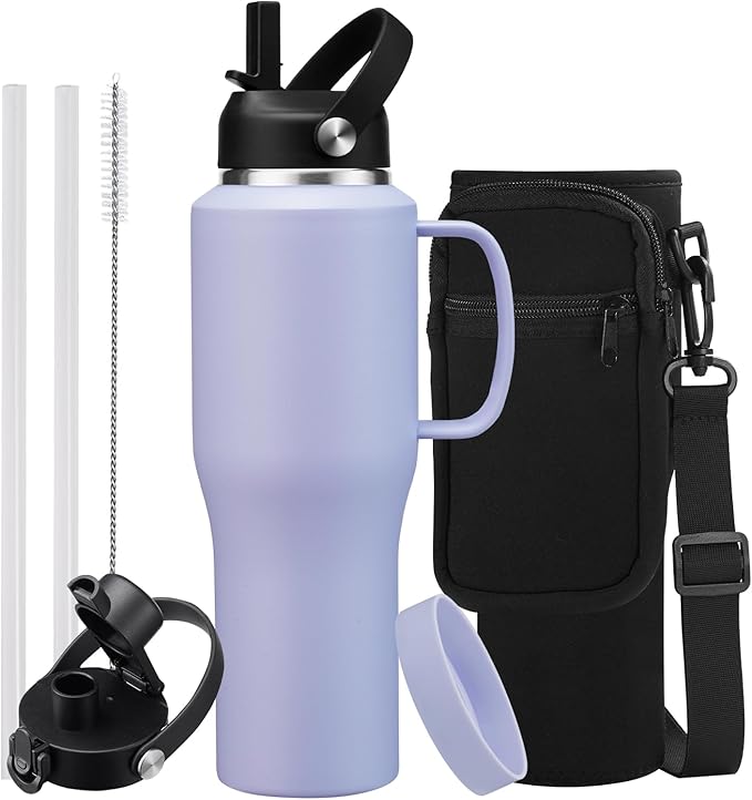 40oz Stainless Steel Drinking Water-Bottle - Gym Water Bottles for Women & Men, Keeps Cold 48h & Hot 24h, 40 oz Tumbler Fits Cup Holder