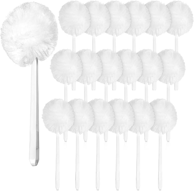 20 Pack Soft Toilet Bowl Brush with Long Plastic Handle 15 Inches Long Disposable Soft Swab Toilet Bowl Cleaners Mop, Toilet Brushes for Dead Corner Silk Scrubber for Toilet Bowls (White)