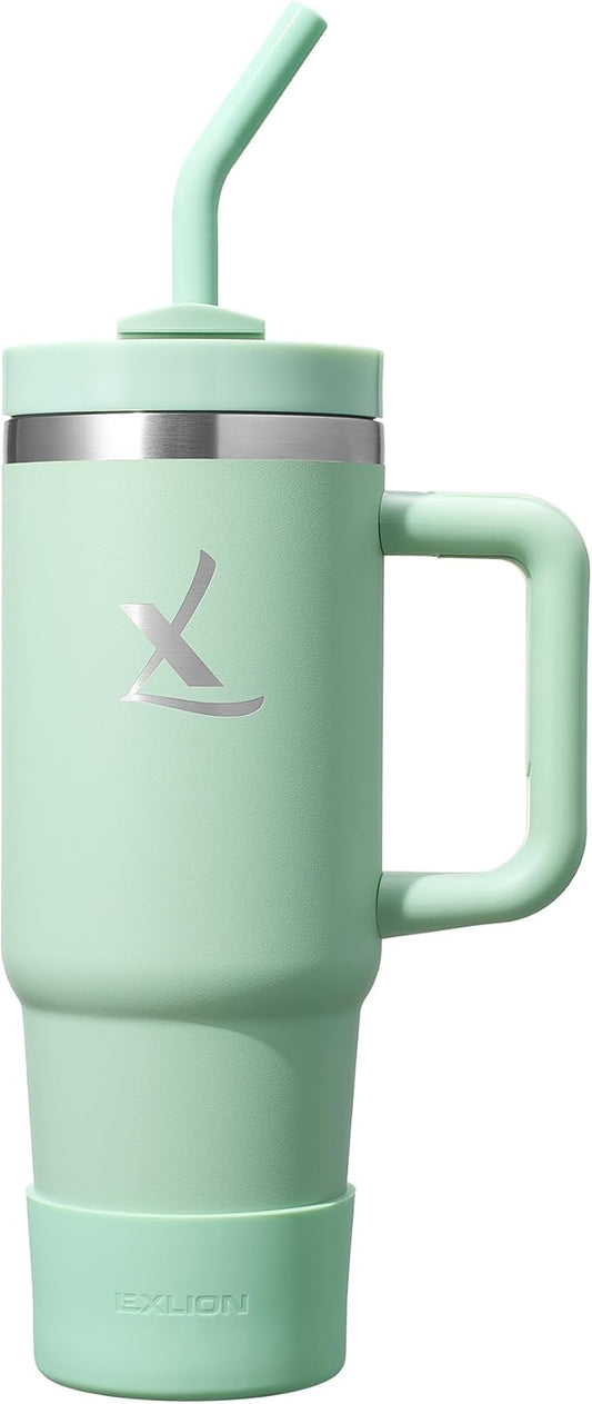 lexlion FlowOne Tumbler with Handle and Straw Lid 30 Oz– Insulated Stainless Steel Travel Mug – BPA-Free, Leakproof, Dishwasher Safe – Hot and Cold Drinkware – Car Cup Holder Fit