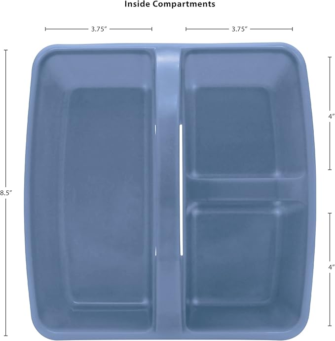Teacher Created Resources Slate Blue Portable Plastic Storage Caddy 6-Pack for Classrooms, Kids Room, and Office Organization, 3 Compartments