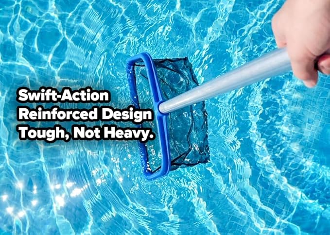 Pool Skimmer Net for Leaves - Deep Bag Pool Nets for Leaves with 15 Feet Aluminum Telescopic Pool Pole Swimming Pool Leaf Net - Heavy Duty, Reinforced Frame, Large Capacity Pool Rake
