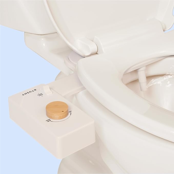 TUSHY Classic 3.0 Bidet Toilet Seat Attachment - a Non-Electric Self Cleaning Water Sprayer with Adjustable Water Pressure Nozzle, Angle Control & Easy Home Installation (Biscuit/Bamboo)