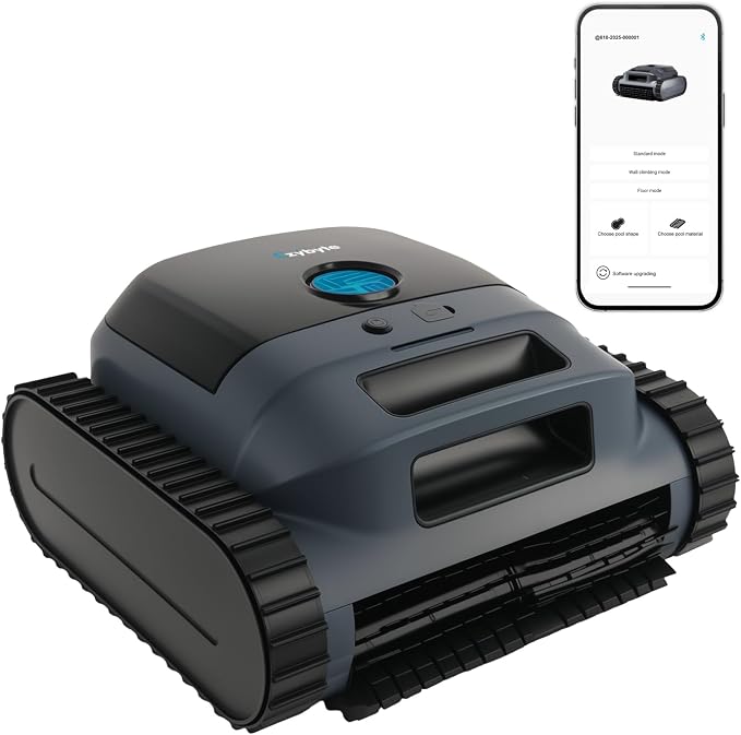 Cordless Robotic Pool Vacuum Cleaner, Intelligent Route Planning, Wall & Waterline Climbing, 120-Min Runtime, for Above Ground/Inground Pools, APP Support,Blue and Black