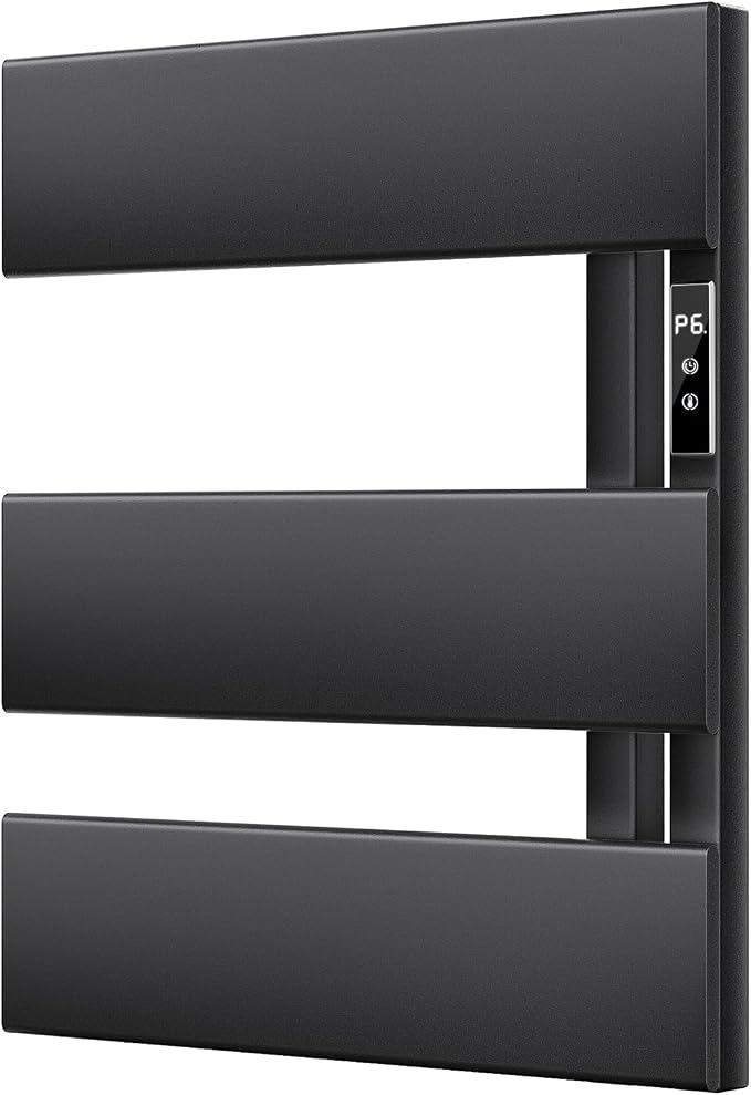 Electric Towel Warmer with Smart LED Timer, Modern [2/3/4] Bar Large Panel Heated Towel Rack, Wall-Mounted Plug-in/Hardwired 2-in-1, Rapid Warmth for Bathrooms, [Matte Black/Alpine White]