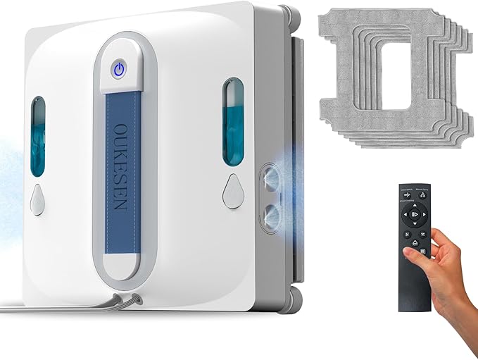 Window Cleaning Robot,9000Pa Sauction & 75N Cleaning Force with 4 Water Spray Support 5 Cleaning Modes & Remote Control,Window Cleaner Robot for Wet Cleaning Frame & Frameless Windows & Tiles