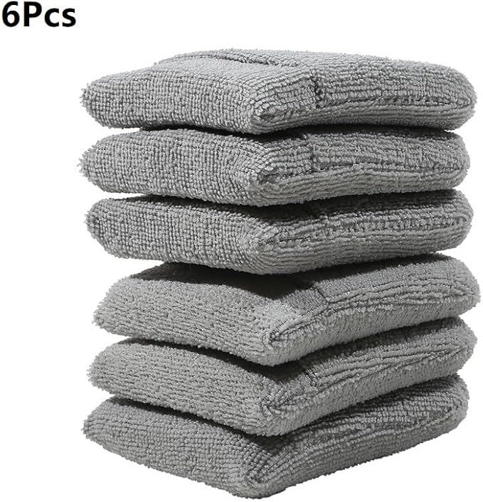 2/4/6Pcs Soft Microfiber Car Wax Applicator Mitts Polishing Sponge Wax Foam Car Wax Applicator Pad Car Detailing Cleaning Tools(6Pcs Grey)