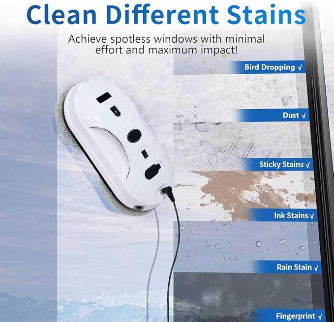 Patiixie Robotic Window Cleaner with 3-Layer Safety AI Path Planing Navigation, 3200Pa Strong Suction & UPS Anti-Drop, Perfect for High-Rise Windows, Glass Doors, Gift for Parents