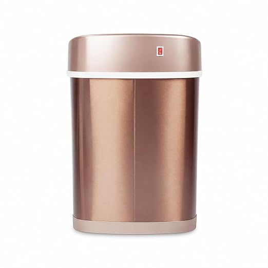 Motion Sensor Trash Can, 15L Touchless Automatic Garbage Can with Lid, Stainless Steel for Kitchen, Bathroom, Office, Quiet Soft-Close, Long Battery Life, Champagne Gold