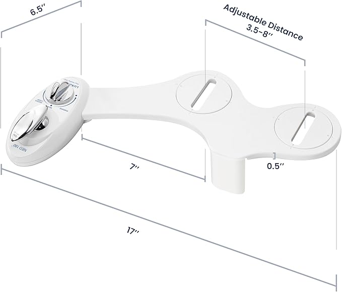 LUXE Bidet NEO 180 - Dual Nozzle, Self-Cleaning, Non-Electric Bidet Attachment for Toilet Seat, Adjustable Water Pressure, Rear & Feminine Wash, with Lever Control (White)