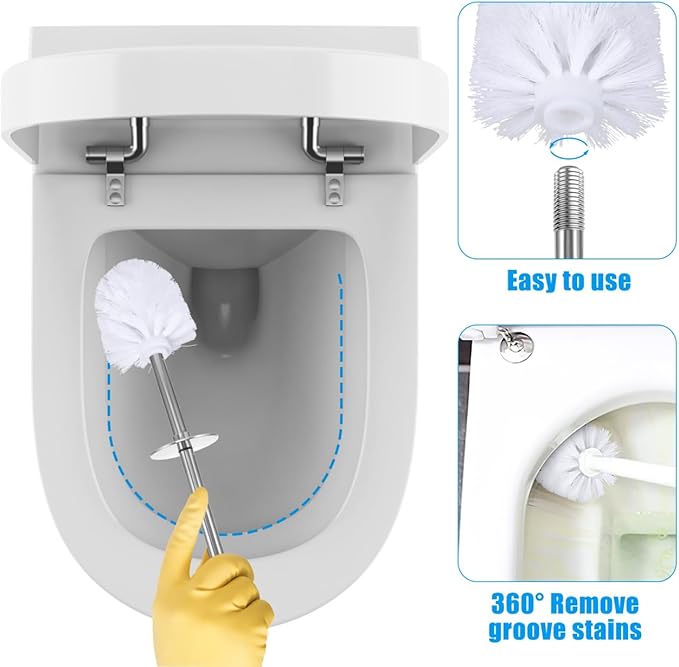 HOMSFOU 5Pcs Toilet Brush Replacement Heads - Universal Plastic Bowl Brush Heads with Dense Bristles, Spherical Design Bathroom Cleaning for Home, Hotel, Apartment