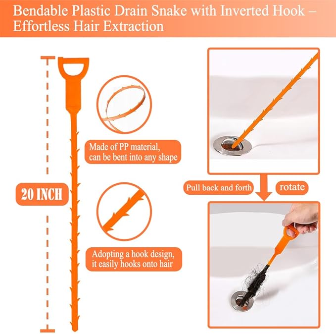 33 Ft Drain Snake Auger, Heavy Duty Plumbing Snake for Sink, Tub, and Shower, Clog Remover Drain Cleaner Tool with Gloves