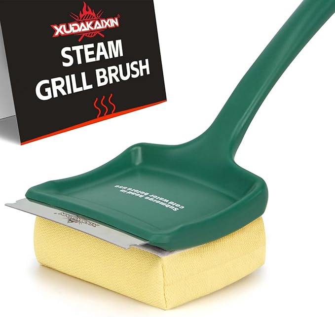 XUDAKAIXIN 19" Large Bristle-Free Steam Cleaning Grill Brush,Replaceable BBQ Cleaning Head,Safe Grill Accessories for Cast Iron Grates/Porcelain/Weber Gas/Charcoal Grill - Gifts for Men Dad Husband