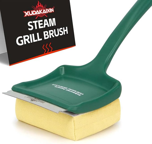 XUDAKAIXIN 19" Large Bristle-Free Steam Cleaning Grill Brush,Replaceable BBQ Cleaning Head,Safe Grill Accessories for Cast Iron Grates/Porcelain/Weber Gas/Charcoal Grill - Gifts for Men Dad Husband
