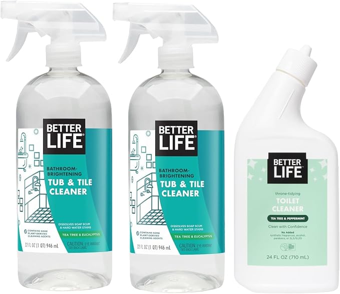 Better Life Bathroom Cleaner 32 Oz 2 Pack + Toilet Bowl Cleaner 24 Oz 1 Pack