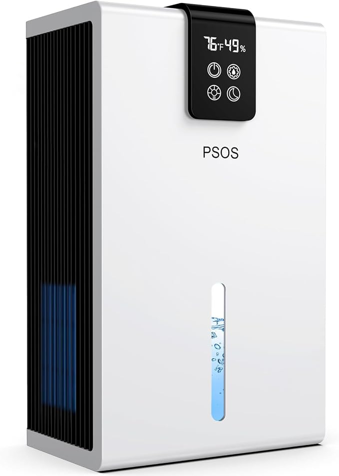 Dehumidifier, Dehumidifiers for Home, 98 OZ Water Tank, (1000 sq.ft) Quiet Dehumidifier for Basement Bathroom Bedroom with Humidity Display, Auto Shut Off, Relaxing 7 Color Light(White)