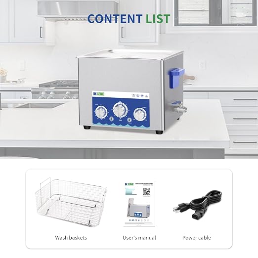 DK SONIC Industrial Ultrasonic Cleaner 15L 360W,Ultrasonic Carburetors Cleaner with Power Adjustable Function, Timer and Heater for Parts,Circuit Board,Chains Cleaning(Include Basket)