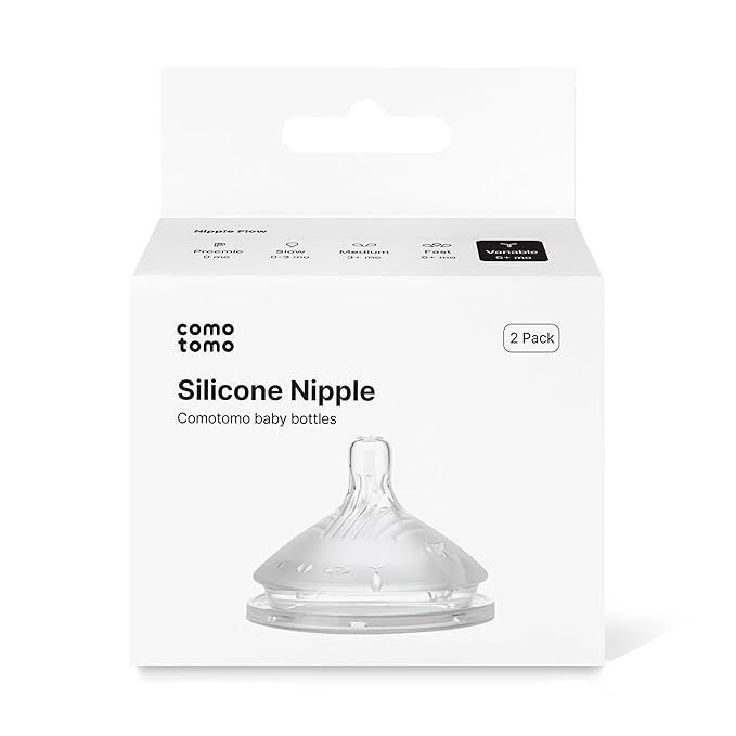 Silicone Baby Bottle Feeding Bundle – Comotomo Gen 2 8oz Anti Colic Baby Bottle Set (Yellow) + Fast Flow & Variable Flow Replacement Nipples – Breast Like Silicone Bottle System