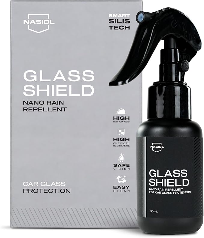 Nasiol GlasShield Nano Rain Repellent for Car Windshield, Glass Ceramic Coating, Super Hydrophobic to 30000 Miles, Super Easy Application Spray&Wipe, Clear Vision for Safe Driving, Easy Ice Removal