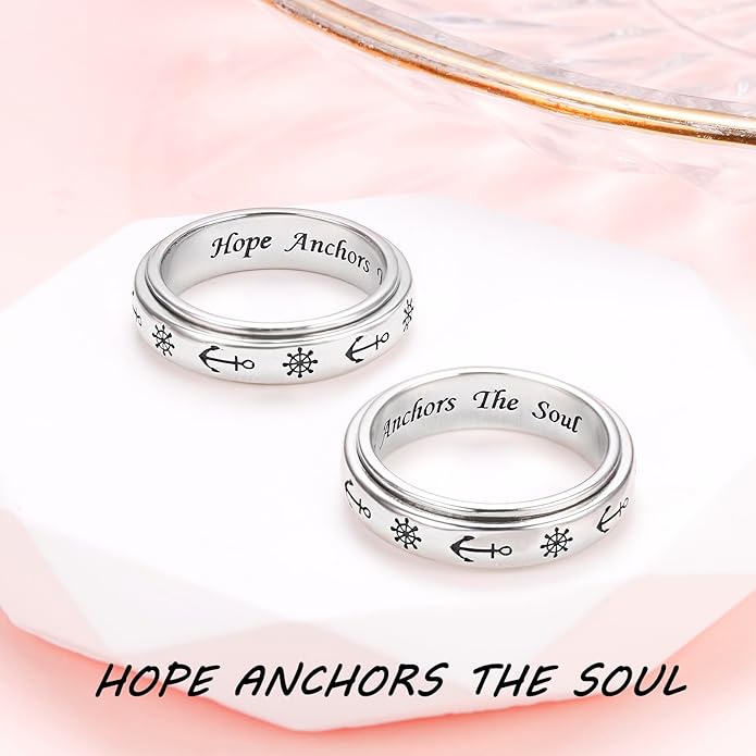 Ladytree Spinner Fidget Anxiety Ring,925 Sterling Silver Stress Relief Worry Ring,Platinum Plated ADHD Autism Jewelry,Birthday Mom Gift for Women
