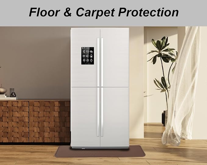Refrigerator Mat, Washing Machine Spill Liner, Drip Tray and Leak Catcher Mat, Fridge Mat Prevent Water Leakage and Floor Damage from Elecrical Equipment Heavy Duty 37.5'' x 8.5'' Brown