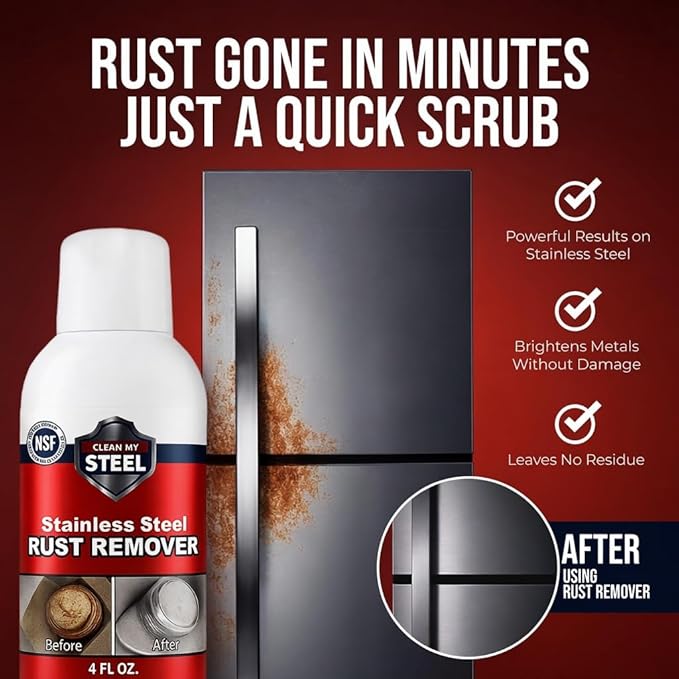 CLEAN MY STEEL Innoshine B570 Stainless Steel Rust Remover and Cleaner, NSF Certified, Approved for Food Contact Areas, 4 oz