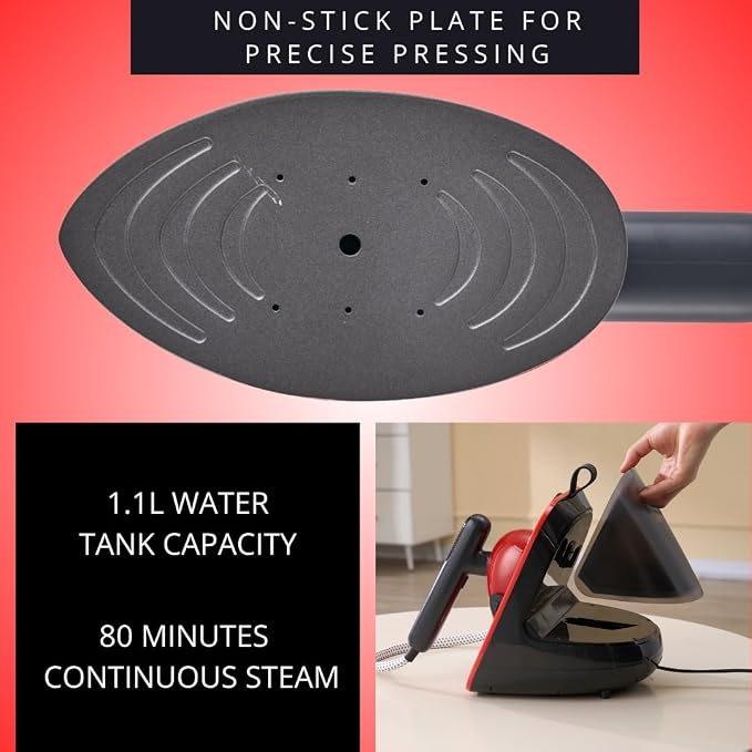 Smart Steam – 2-in-1 Handheld Garment Steamer & Iron with 6ft Steam Hose, 7 Steam Levels, Digital Display, 1.1L Tank, Steam Burst, Auto-Off Safety, For Home & Upholstery