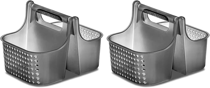 madesmart Small Soft Grip Under Sink Bathroom Storage, Multi-Purpose Home Organization, EPA Certified, Premium Antimicrobial Carbon (Pack of 2)