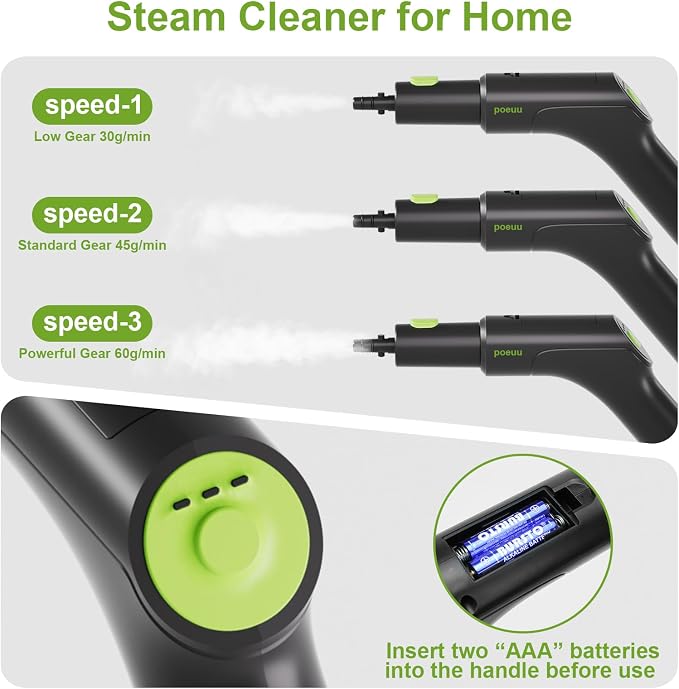 1500W Portable Steam Cleaner,10s Heat-Up,3-Level Adjustable Handle, 1.69 Quarts Large Tank,11 Pcs Accessories, Heavy Duty Steamer for Home Dirt, Grout, Floor, Grease,and Car Detailing