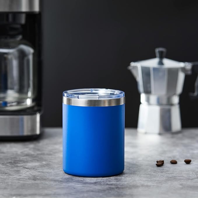 MEWAY 12oz/8Pack Insulated Stainless Steel Reusable Coffee Cup, Double Wall Durable Mug, Powder Coated, For Coffee, Beer, Home, Office (Navy, 8 Pack)