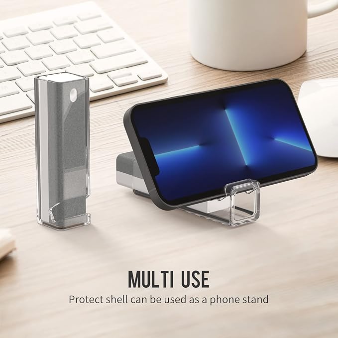 CLICK CLEAN 4PCS Screen Cleaner Bundle - Fingerprint-Proof Spray with Microfiber and Phone Stand for All Phones, Laptops and Tablets (0.5oz x 4 Pack)