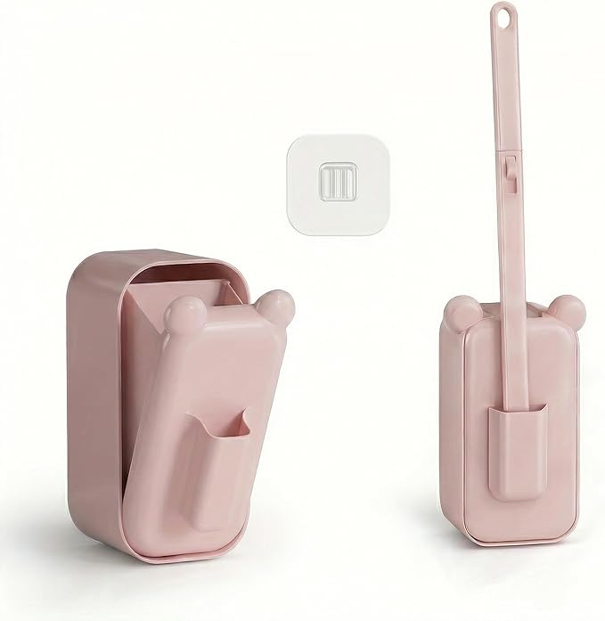 Disposable Toilet Brush for Bathroom Cleaning, Toilet Brush and Holder Set, Deep Cleaning Toilet Bowl Cleaner with Replaceable Heads, Hygienic Storage Design (Pink – 32 Refills Flip-Open Toilet Brush)