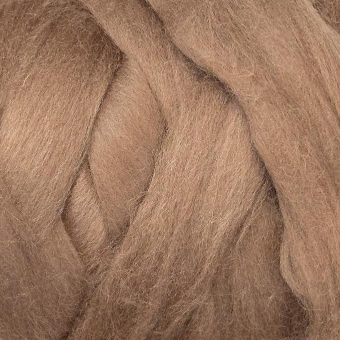 Kondoos Colored Natural Wool roving, 1 lb. Best Wool for Needle Felting, Wet Felting, handcrafts and Spinning. (Tobacco, 1 lb)